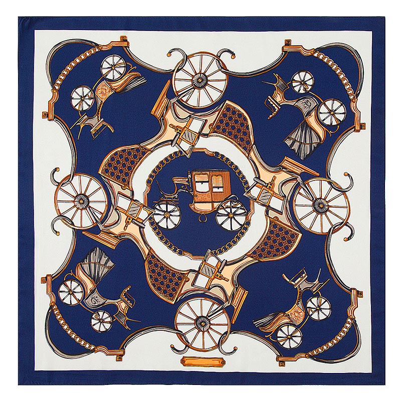 carriage print scarf Women 100% Silk Square Scarf Handmade Design Satin Foulard Femme Echarpe Small Ladies Neck Scarves 60*60CM