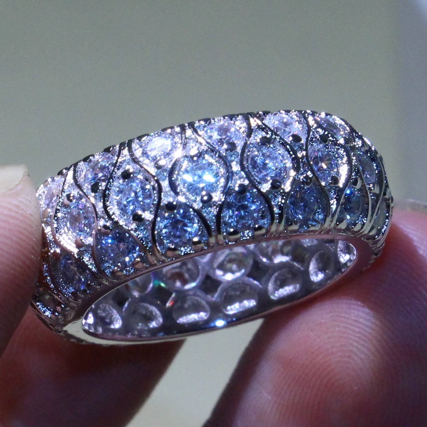 Vintage Fashion Jewelry Fish Eyes Rings 925 Sterling Silver Fill High Quality Pave 5A Cubic Zirconia Wedding Band Circe Ring Set For Women