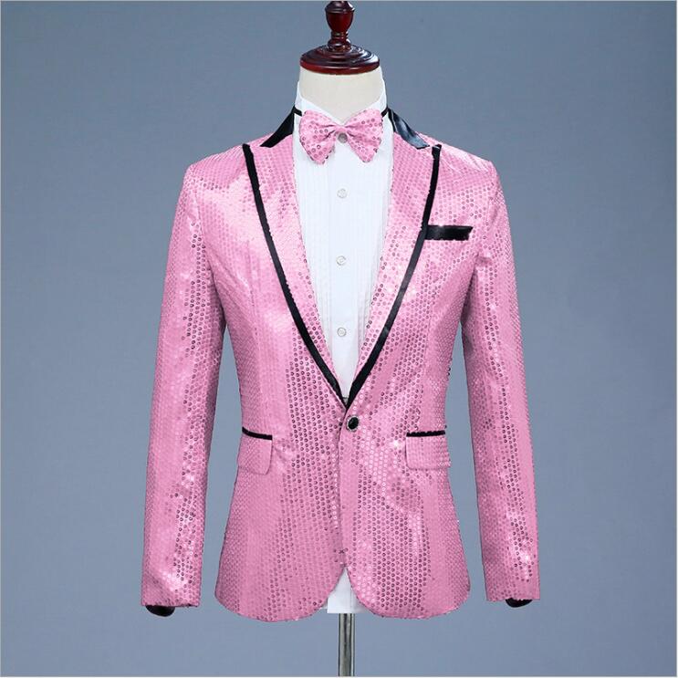 Men Sequin Suits Blazers Seven Colours Costume Jackets Nightclub Singer Suits Coats Peaked Lapel One Button Presenter Costume For Sale