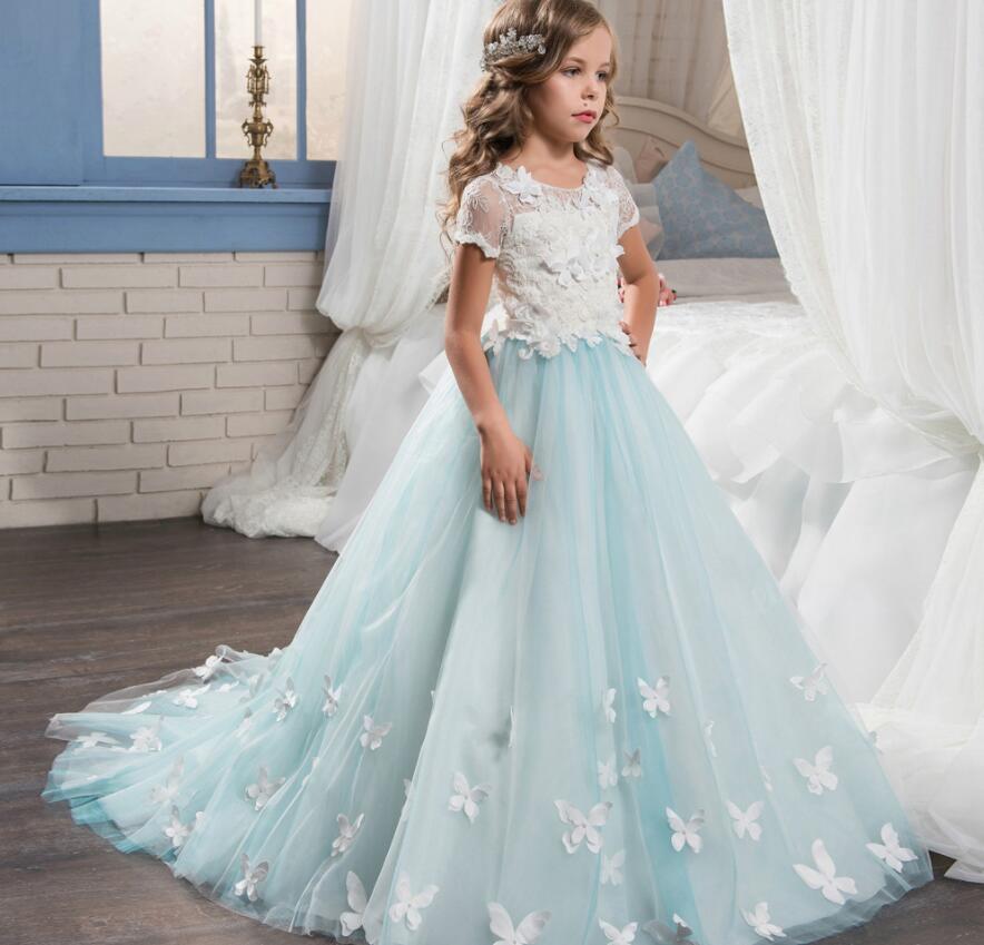 Light Sky Blue Flower Girl Dresses with Lace Tulle Short Sleeves Pageant Dresses for Girls with Butterfly, Light yellow
Light Sky Blue Flower Girl Dresses with Lace Tulle Short Sleeves Pageant Dresses for Girls with Butterfly, Light yellow