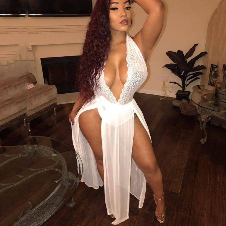 CAF353 CHEAPEST 2018 Sexy Transparent Mesh Women Dress Lace Halter Deep V Neck Big Split Hem Night Club Party Dress White Bodycon Dress
CAF353 CHEAPEST 2018 Sexy Transparent Mesh Women Dress Lace Halter Deep V Neck Big Split Hem Night Club Party Dress White Bodycon Dress