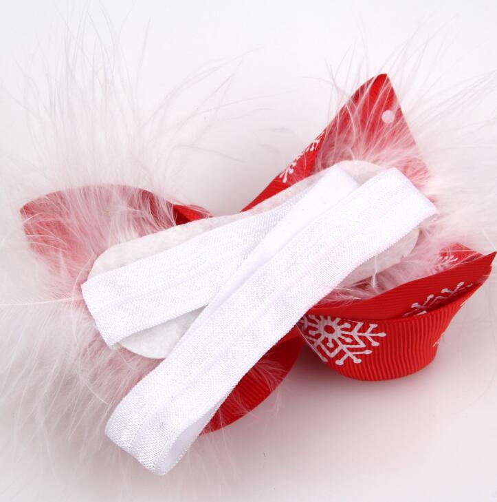 Christmas Baby Girls Bow Feather Headband Party Xmas Toddler Infant Kids Hair Band Headwear Hair Accessories hair hoop presents