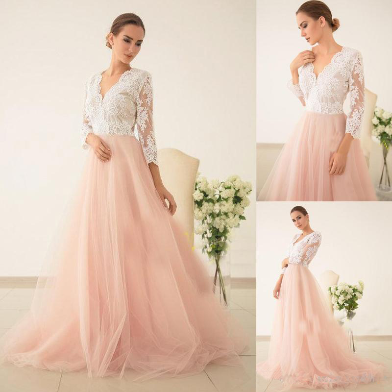 Modest Peach Prom Dresses With 3/4 Long Sleeve Evening Gowns Tulle Applique Lace Long Formal Dress Plus Size South African USA Party Dresses, Gray
Modest Peach Prom Dresses With 3/4 Long Sleeve Evening Gowns Tulle Applique Lace Long Formal Dress Plus Size South African USA Party Dresses, Gray