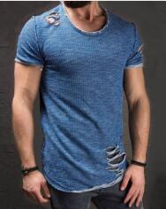 Ripped Men Slim Fit Muscle O-Neck Distressed Tee Hole New Hot Tops Shirt Casual Short Sleeve Frayed T-Shirts Plus Size 4XL1