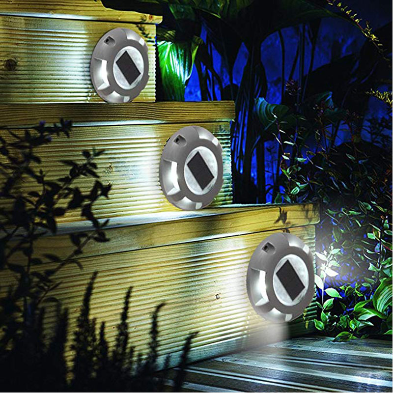 Solar Road Stud Aluminum 4-LED Waterproof Road Light Sensor LED Lights For Driveway Garden Square Pathway