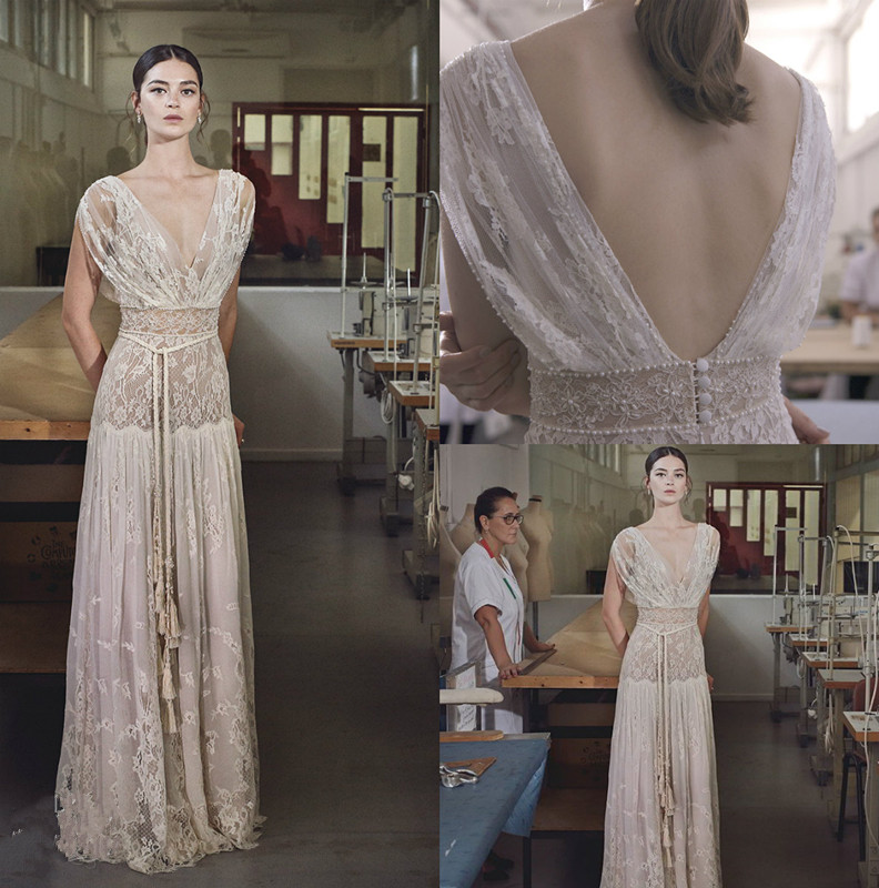 Lihi Hod Boho Wedding Dresses Lace V Neck Cap Sleeve Beach Bridal Gowns Elegant Country Bohemian A-Line Wedding Dress Vestido De Novia, Champagne
Lihi Hod Boho Wedding Dresses Lace V Neck Cap Sleeve Beach Bridal Gowns Elegant Country Bohemian A-Line Wedding Dress Vestido De Novia, Champagne