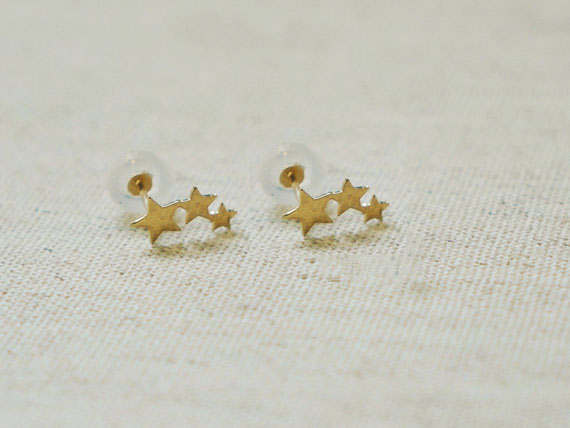 10Pairs Tiny 3 Stars Stud Earrings Three Linking Stars Earring Cute 3star teens stud earrings for women