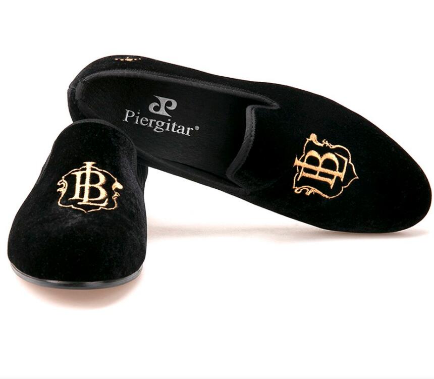New style fashion men loafers gold embroidery handmade men velvet shoes party and wedding men's flat