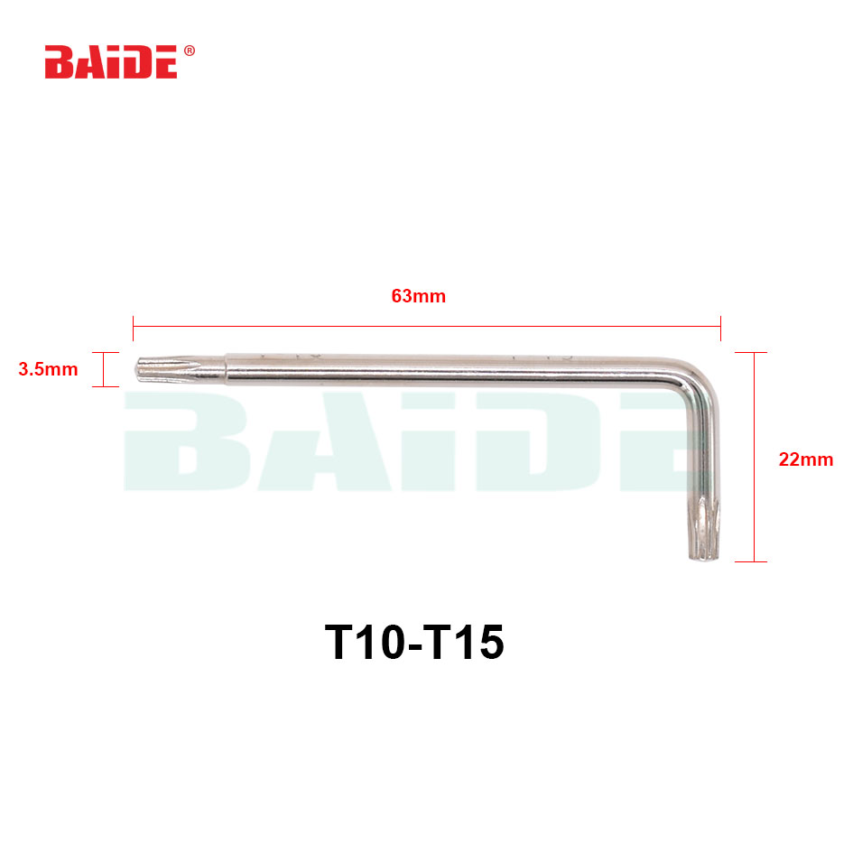 3.5mm Torx T10 T15 Dual-Purpose L Wrench Key 45# Steel Screwdriver Wholesale 500pcs/lot