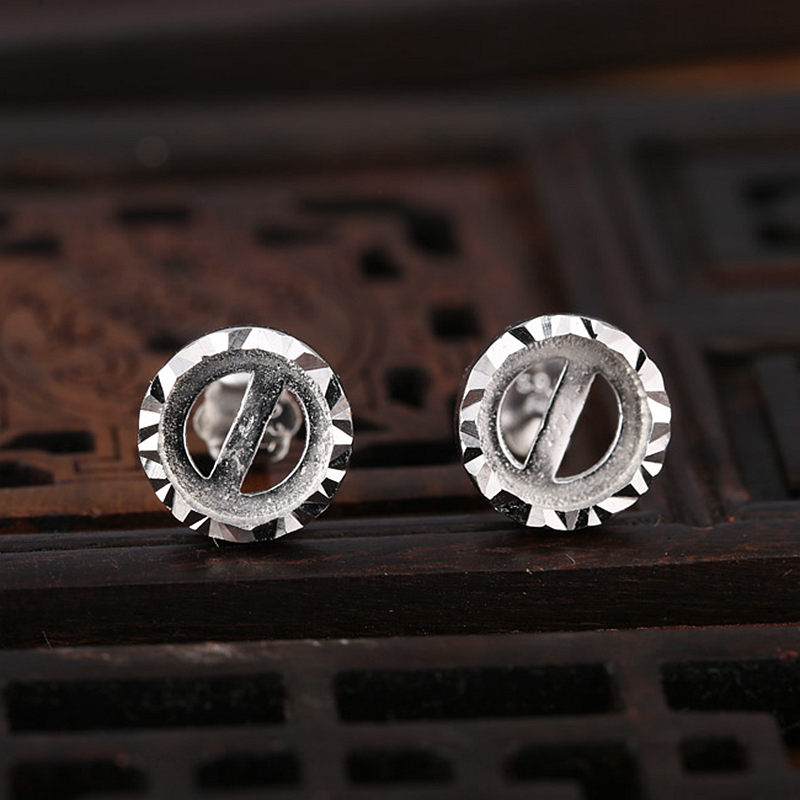 925 Sterling Silver Women Stud Earrings 4x4mm 7x7mm Round Cabochon Semi Mount Earrings Setting Wholesale