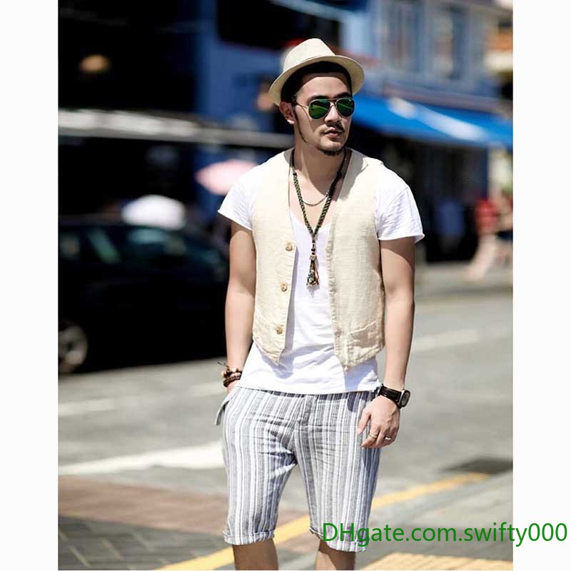 Spring Summer Linen Suit Vest Men Casual Slimming Vest Office Formal Dress Wedding Waistcoat Male Clothing White Blue Black Plus Size