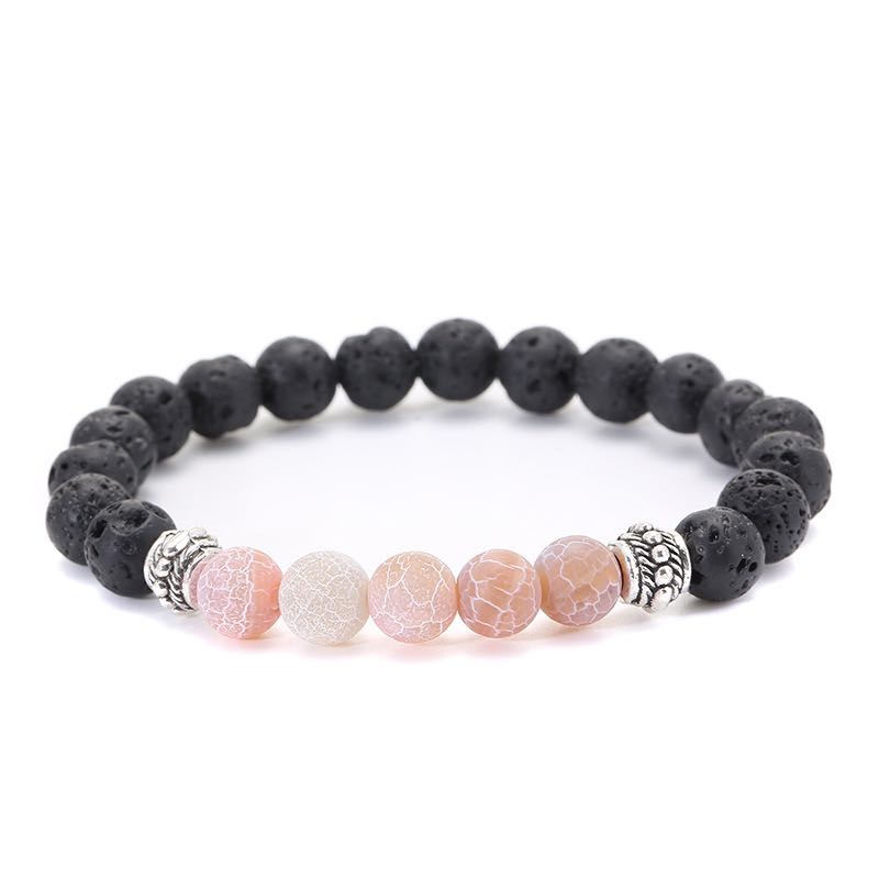 Beaded Bracelet Lava Rock Natural Stones Weathered Fissure Grain Stone Cuffs Bangles Energy Yoga Chain Wholesale