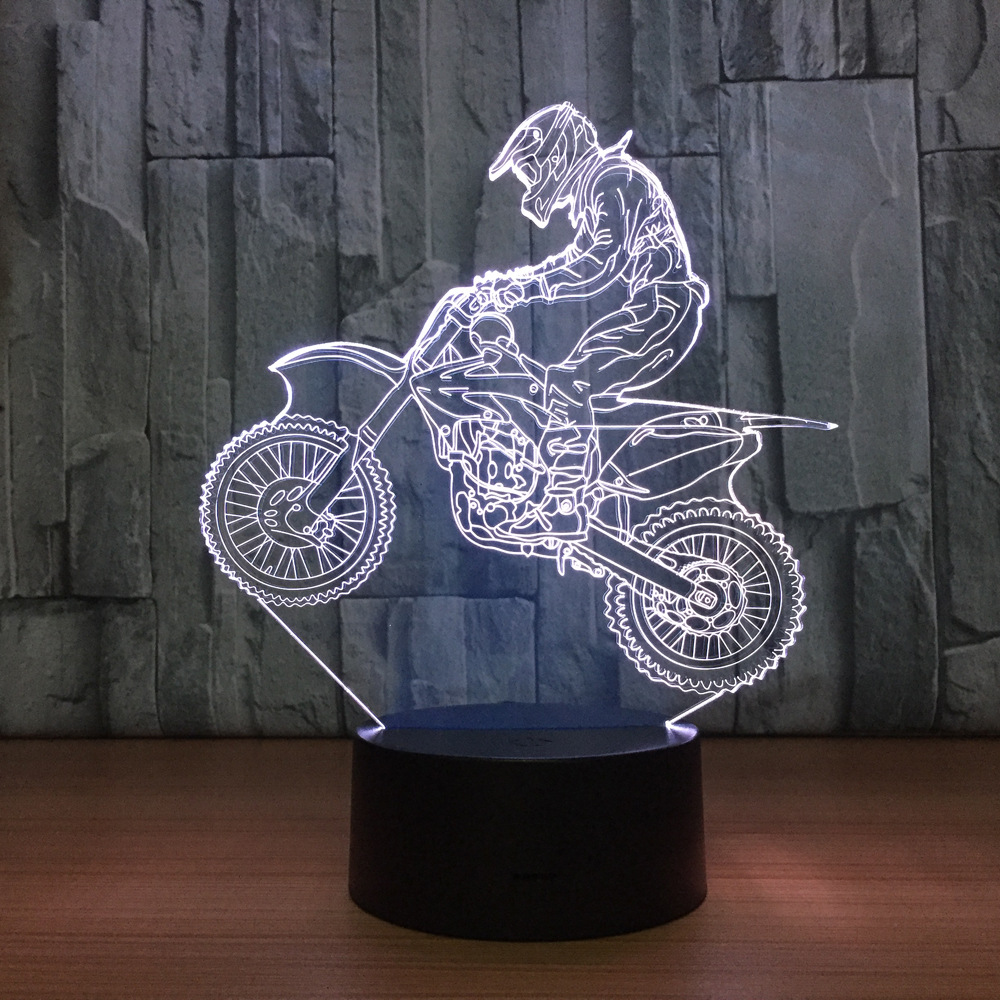 Novelty 3D Table Lamp LED Motocross Bike Night Lights USB 7 Colors Sensor Desk Lamp Holiday Gifts