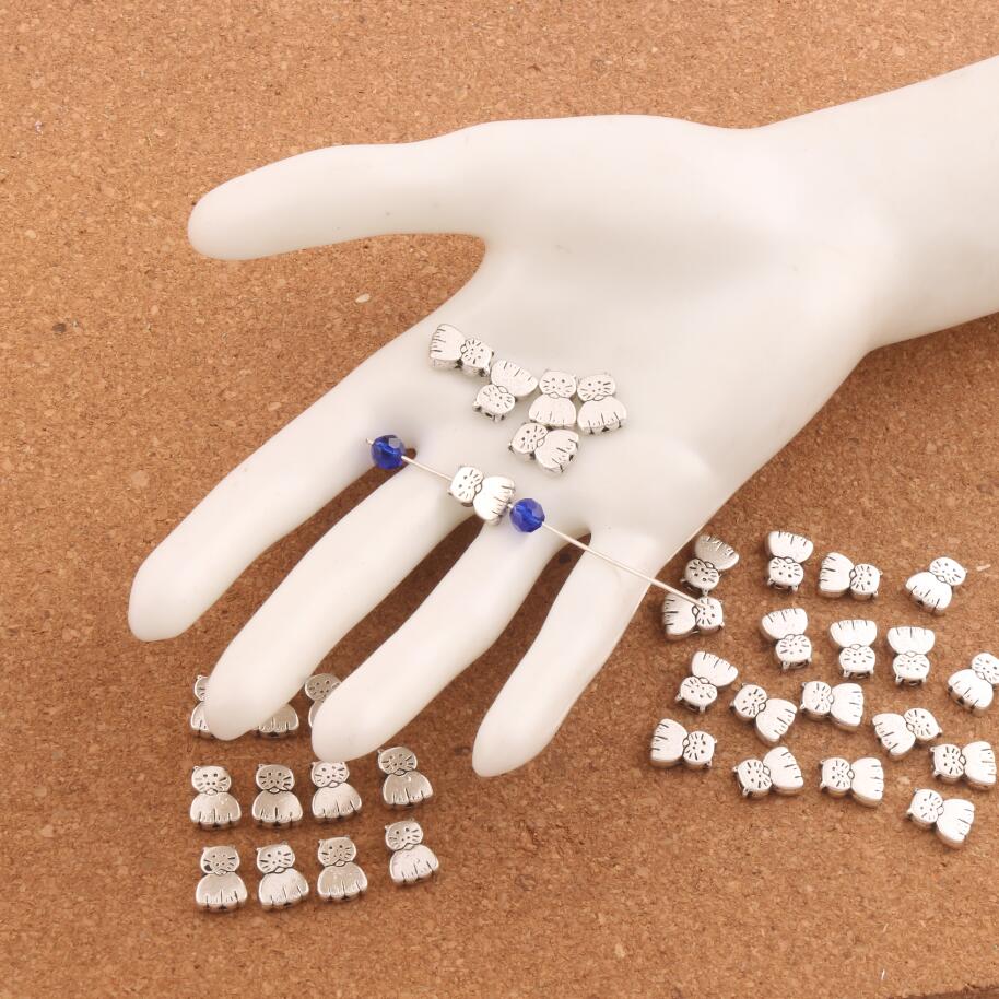 188pcslot Cat Metal Spacer Beads 11X85mm Antique Silver Spacers Loose Bead For Jewelry Making Findings L597