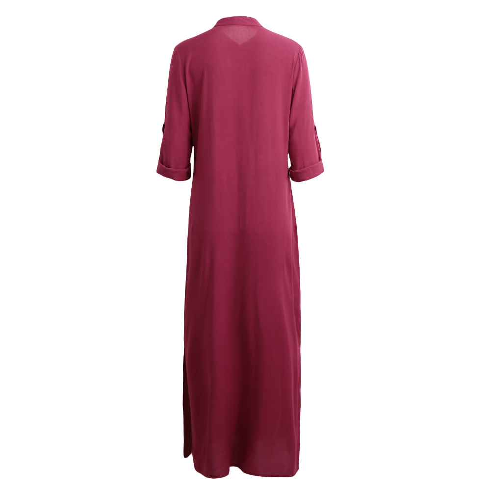 Autumn Plus Size 5XL Women Shirt Dress Retro Long Maxi Dress Elegant Ladies Long Sleeve V neck Split Long Gowns Robe female D1891301