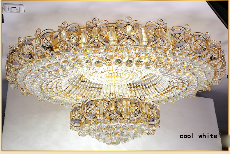 Modern Crystal Ceiling Chandeliers Lights Fixture European American Gold Surface Mounted Hang Lamps LED Lamp Round Home Indoor Lighting 3 Colors Dimma