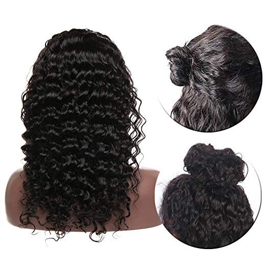 Side part deep curly human hair wigs for black women pre plucked with baby hairs 130%density hot selling