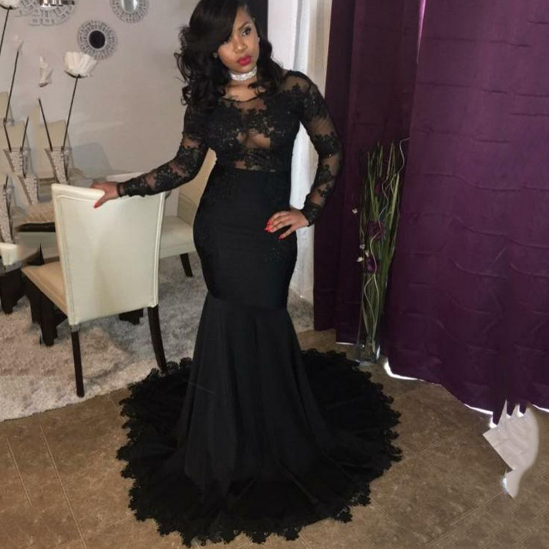 Sexy Scoop Neckline Mermaid Prom Dresses Black Lace Appliques Elegant long sleeves Formal Party Dresses Long Evening Dresses Prom Gowns, Same as picture
Sexy Scoop Neckline Mermaid Prom Dresses Black Lace Appliques Elegant long sleeves Formal Party Dresses Long Evening Dresses Prom Gowns, Same as picture