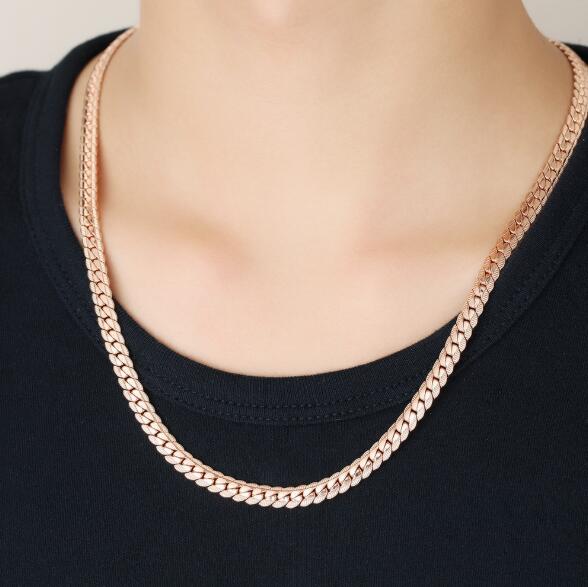 6 mm1832 inch Luxury mens womens Jewelry 18KGP Rose Gold plated chain necklace for men women chains Necklaces accessories hip ho