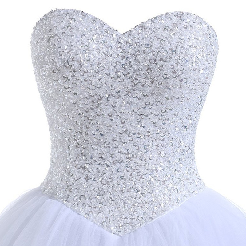 2018 New Cheap Stock White Ivory Quinceanera Dresses Ball Gown Beaded Sweet 16 Dress For 15 Years Prom Party Gowns QC1129