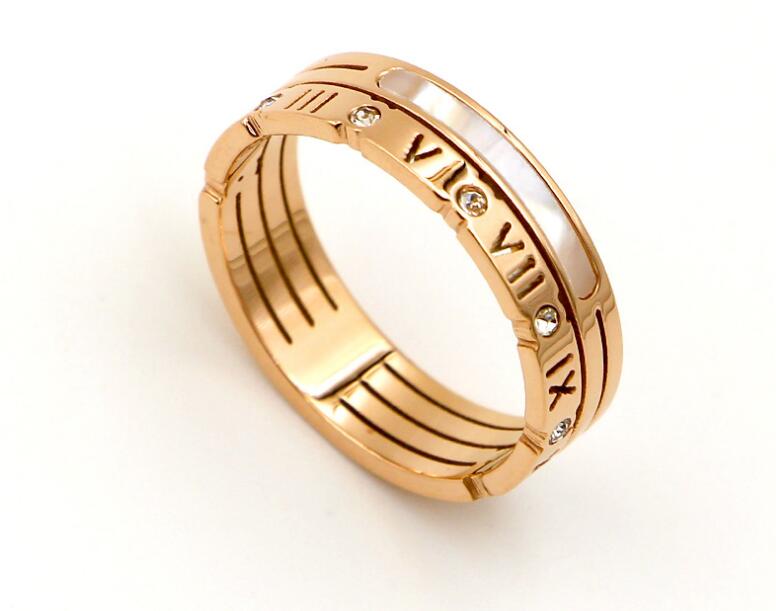 Korean version of the Roman numeral shell titanium steel plated rose gold ring ring fashion tide of the female steel bell shell ring
Korean version of the Roman numeral shell titanium steel plated rose gold ring ring fashion tide of the female steel bell shell ring