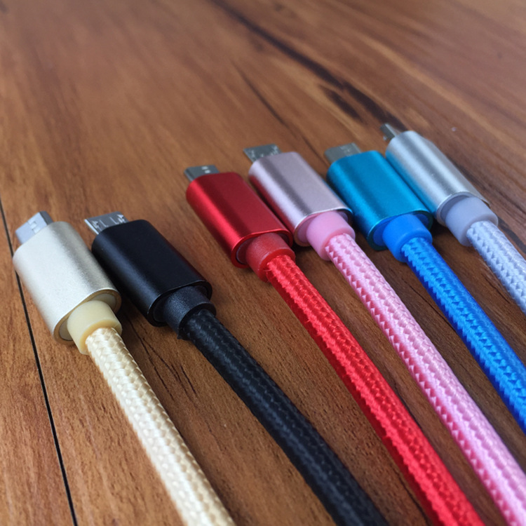 2.1A Metal Braid Type C USB Cables For Note 10 Micro USB Cable Charger Lead Android 1M 3FT 2M 6FT 3M 10FT