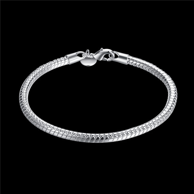 4M snake bone Bracelet sterling silver plated bracelet ; Brand new men and women 925 silver bracelet SPB159