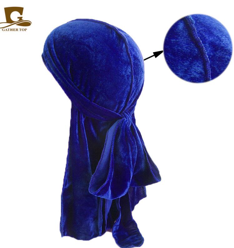 Unisex Men Women Chemo Cap Gold Velvet Breathable Bandana Hat Turban Caps Doo Durag long tail scorpion pirate hat TJM-05B