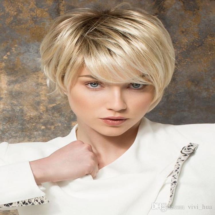 

XT950 Inclined Bang Wig Blonde Wig Short hair 100% Heat Synthic Fiber Twenty Variety Of Color Can Do