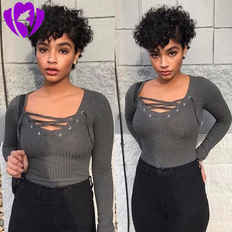 Top Quality Short Cut loose Curly Wig Simulation Human Hair Full Wigs short bob curly full wig with bangs for black women