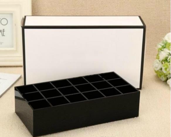 Classic High-grade Acrylic 18 grid Storage Box Cosmetic Multifunctional Storage Box Lip gloss display stand with gift packing