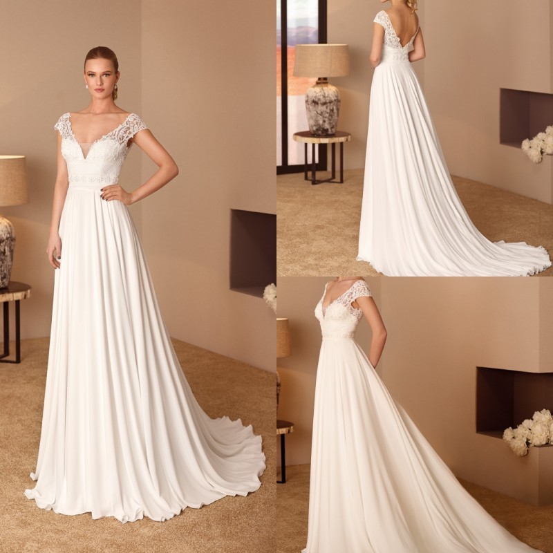 Cabotine Latest Wedding Dresses Lace Appliques V Neck Sleeveless Illusion Bridal Gowns Backless Sweep Train Custom Made A Line Wedding Dress, Silver
Cabotine Latest Wedding Dresses Lace Appliques V Neck Sleeveless Illusion Bridal Gowns Backless Sweep Train Custom Made A Line Wedding Dress, Silver