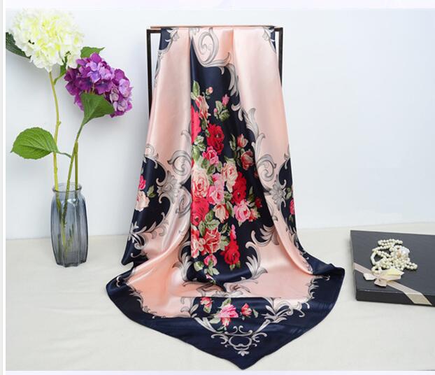 Silk scarves women's spring and winter to match the new variety scarf scarf silk satin shawl gifts 90*90