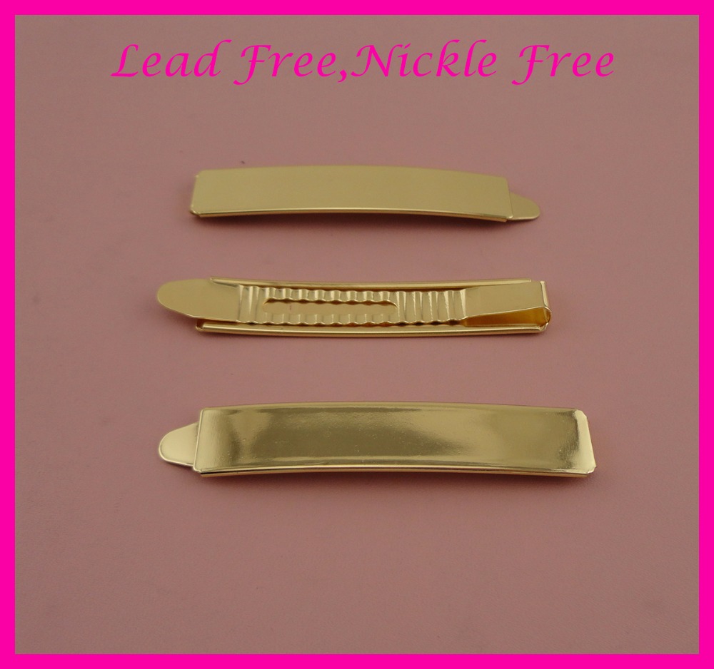 10PCS 1.3CM*7.2cm 2.85" Golden Plain Metal Slide Bobby pins at lead free and nickle free,metal hair barrettes clips