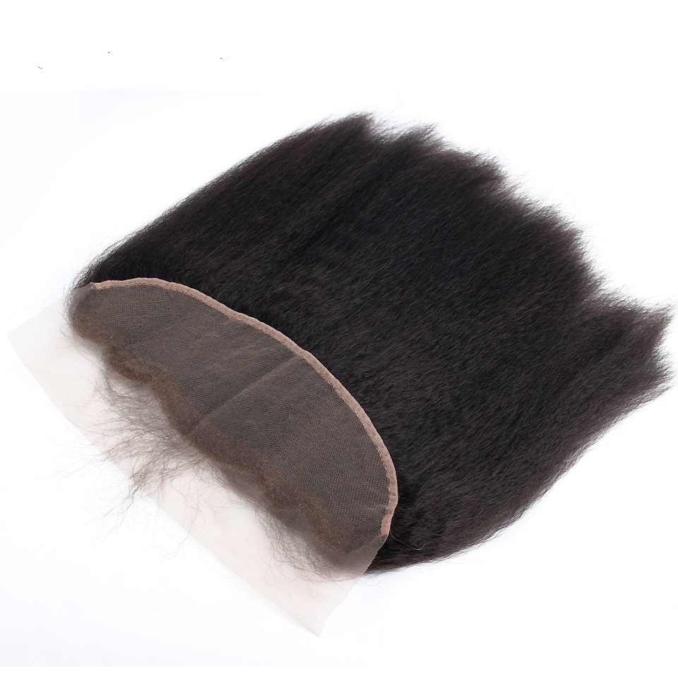 Free shipping Brazilian Kinky Straight 13x4 To Ear Pre Plucked Lace Frontal Closure With Baby Remy Human Hair Free Part Top Frontals