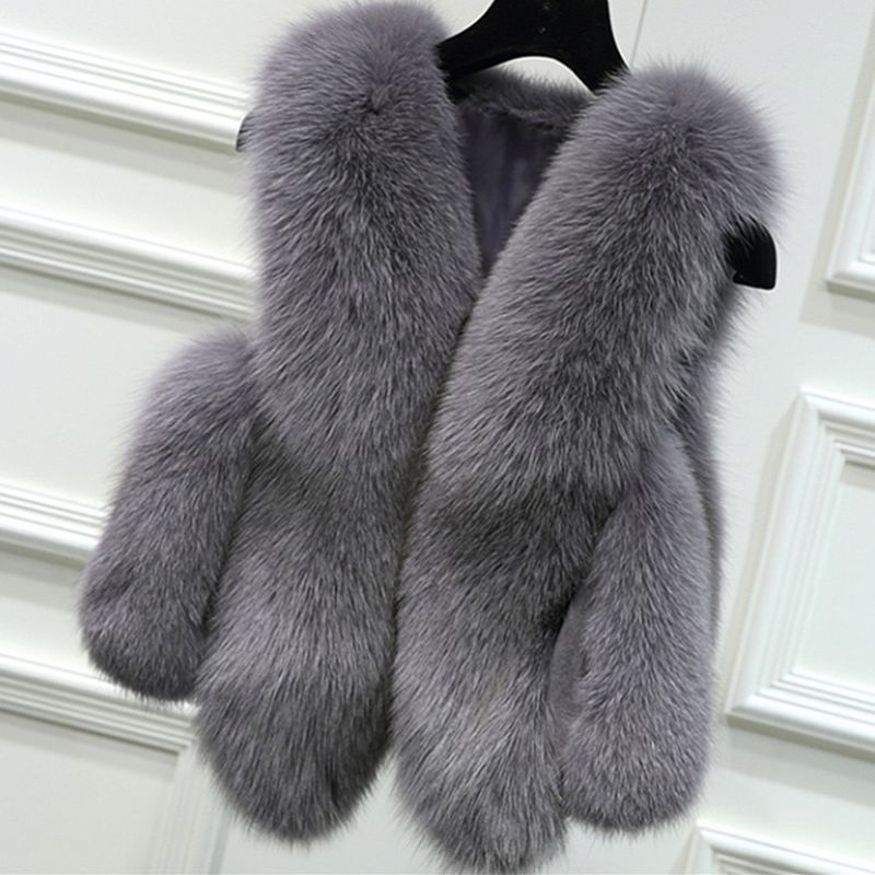 Faux Fur Women Vest Fake Fur Coats Luxury Faux Fur Gilet F0382 Black Gray Pink Original S-2XL от DHgate WW