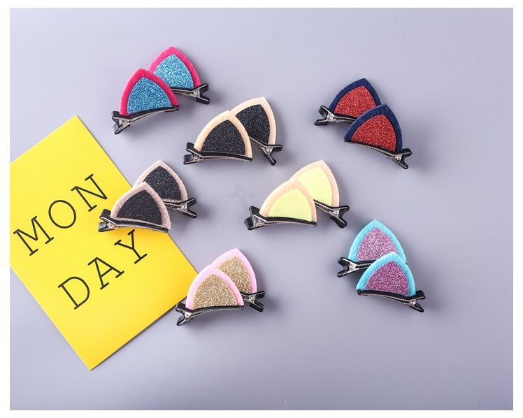 2018 New Baby Girls Fashion Cat Ears Clip With Sequins Ears Girls Hair Clips Cute Rabbit Ears Shape Hairpins Kids Hair Accessories