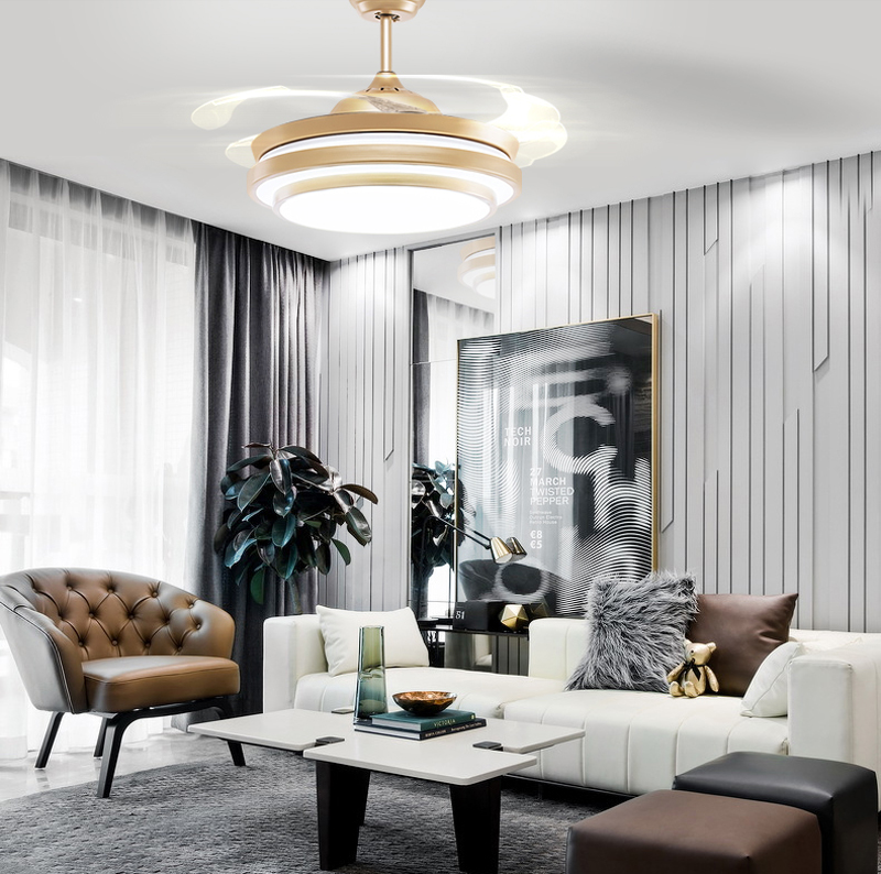 Modern LED Ceiling Invisible Fan Lights Lamps Timing Remote Control Frequency Conversion Motor Light Pendant Lamp Lighting Remote Control