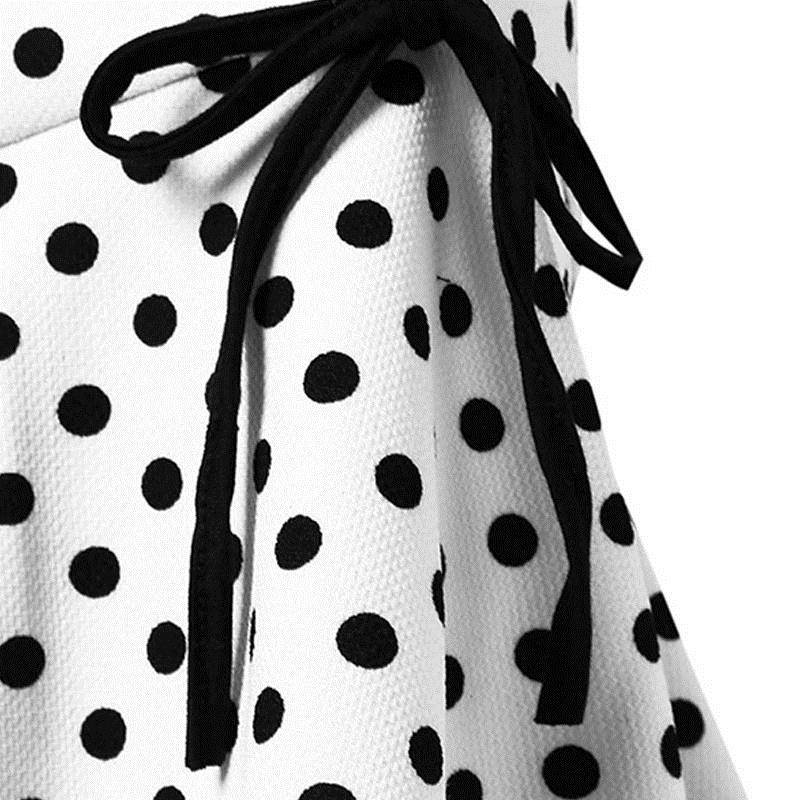 Sisjuly women short skirt vintage white polka dots skirts sexy chic summer asymmetric bowknot female vintage skirts new S916