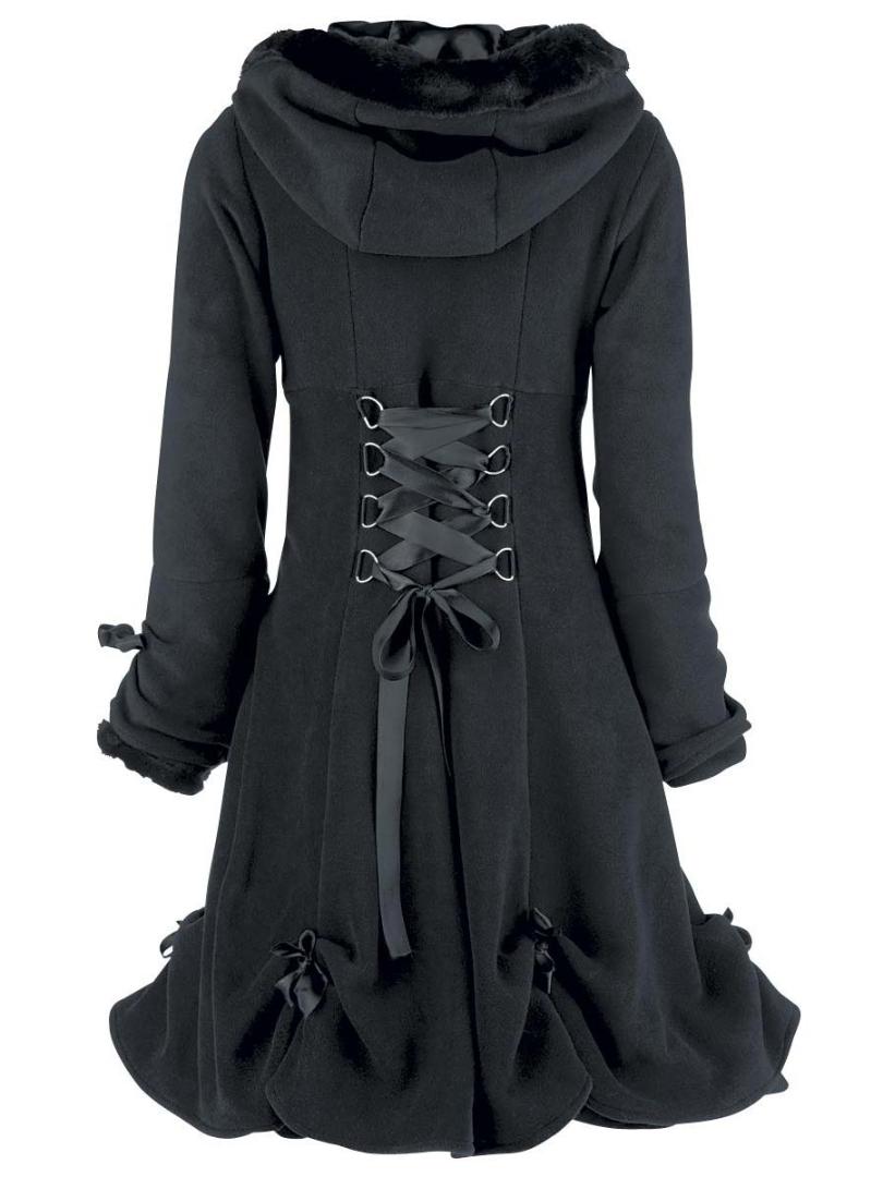 feminino 2018 Women Vintage wool blend Coat Plus size Autumn Winter Mid- Long Coat Female Robe Gothic Outerwear manteau femme