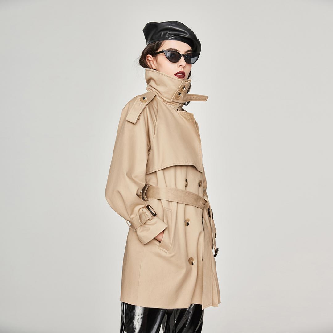 JAZZEVAR new 2018 Autumn Fashion Casual Women's Trench Coat Double Breasted Outerwear For Lady Good Quality