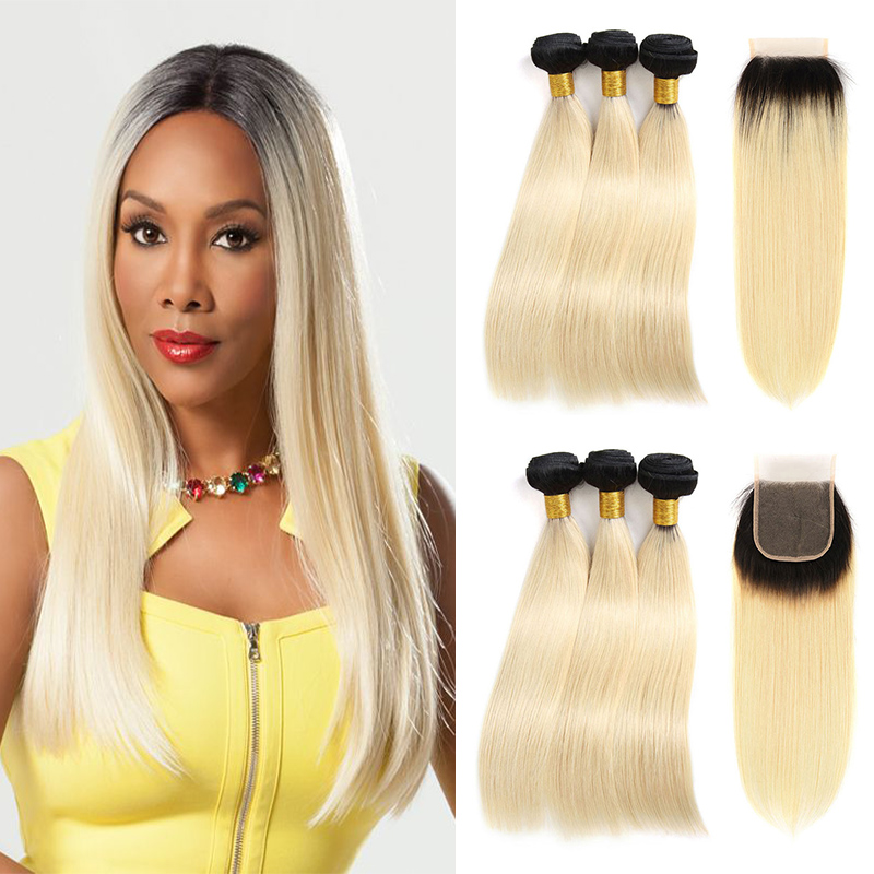 Straight Ombre Blonde 4x4 Free Part Lace Closure With 3 Bundles 1B/613 Two Tone Bundles With Closure Brazilian Virgin Human Hair Weaves, 1b/613 blonde
Straight Ombre Blonde 4x4 Free Part Lace Closure With 3 Bundles 1B/613 Two Tone Bundles With Closure Brazilian Virgin Human Hair Weaves, 1b/613 blonde