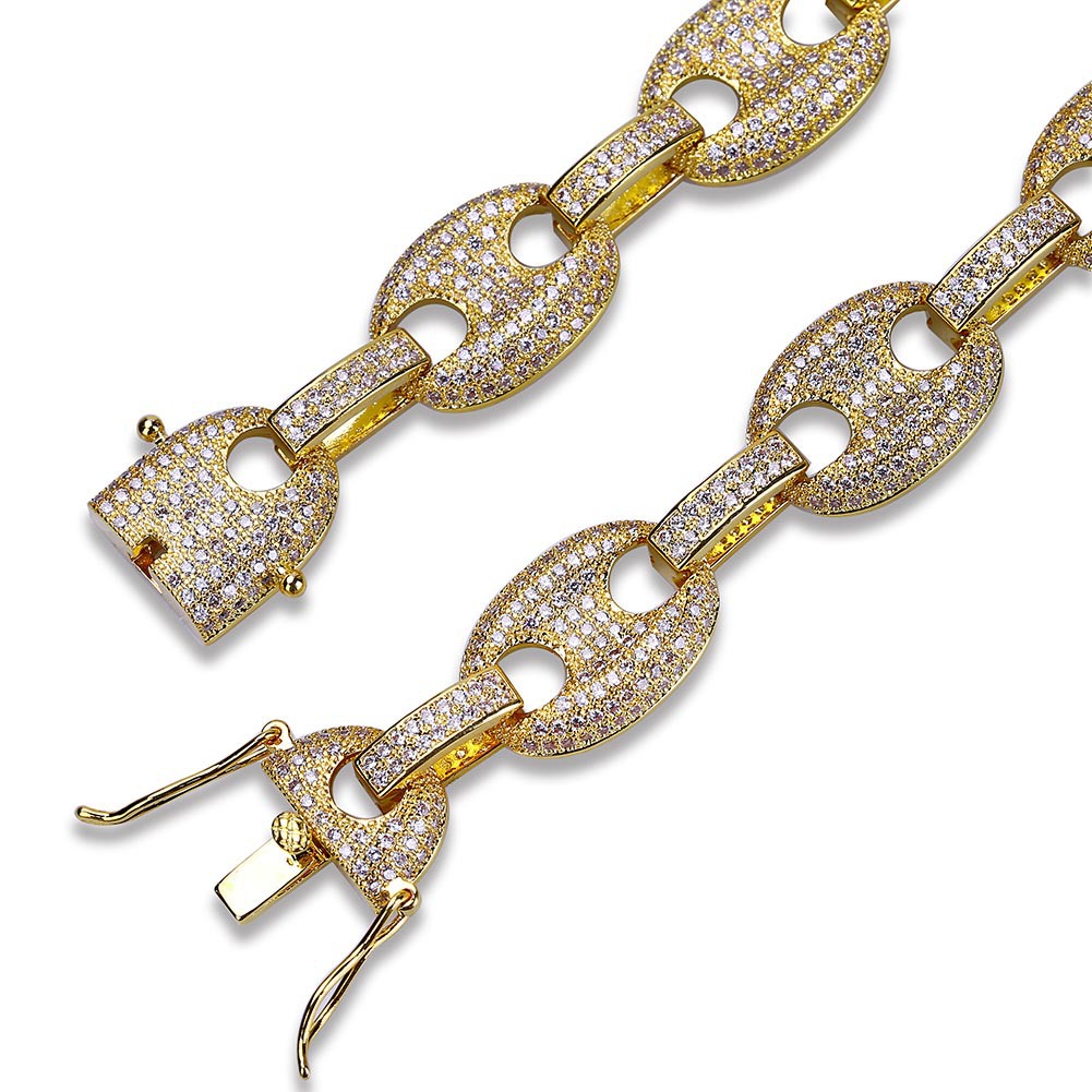 Zircon Bead Chain Bracelet Tennis Copper Material Gold Silver Color Bling CZ Men Hip hop Bracelets