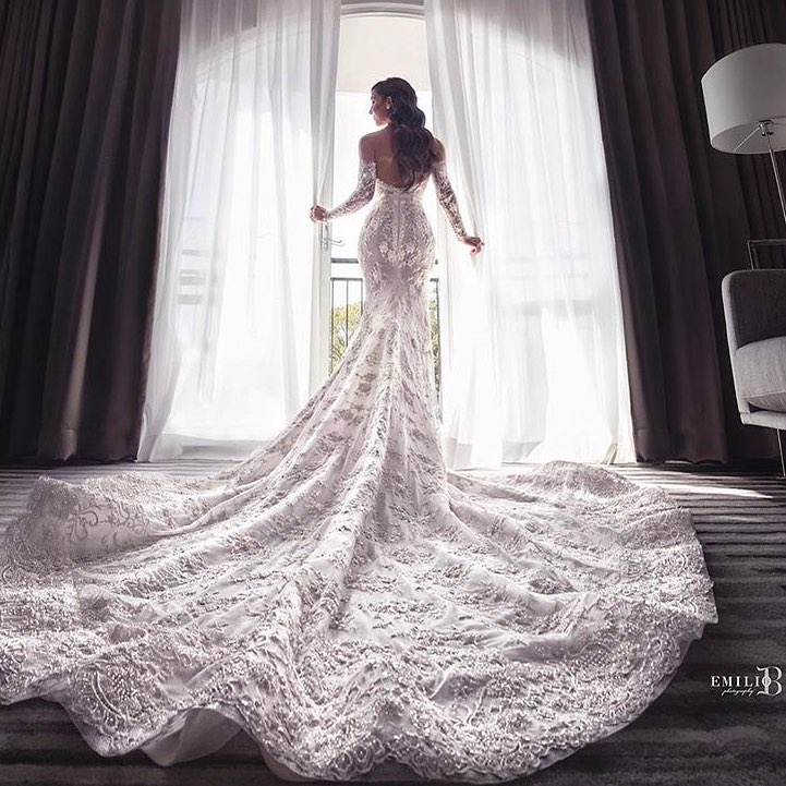 Lace Gorgeous Mermaid Wedding Dresses With Detachable Train Off Shoulder Bridal Gowns Long Sleeve African Vestidos Robes De Soire 6660306