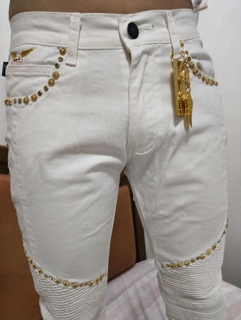 Men's Skinny robin jeans Fashion rivet Mens Jeans Slim Motorcycle Moto Biker Causal Mens Denim Pants Hip Hop Men Jeans white
Men's Skinny robin jeans Fashion rivet Mens Jeans Slim Motorcycle Moto Biker Causal Mens Denim Pants Hip Hop Men Jeans white