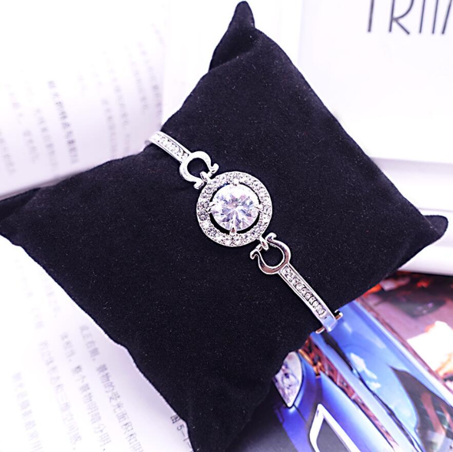 New Arrival Korean Cute Luxury Jewelry 18K White&Rose&Gold Filled Multi Color CZ Crystal Hot Women Bracelet Chain for Lovers' Gift