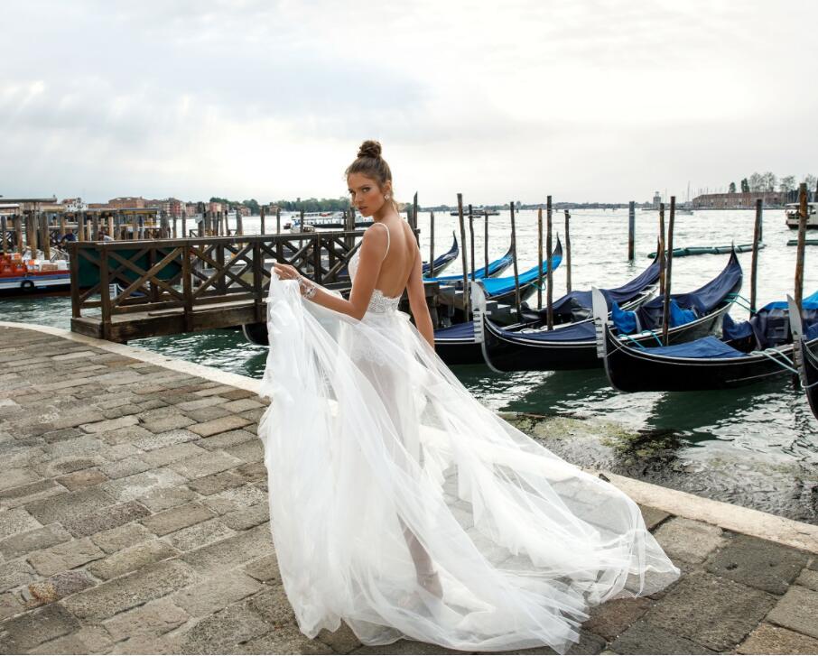 julie vino a e gowns with detachable spaghetti sweep train lace sexy beach wedding dress applique plus size bridal