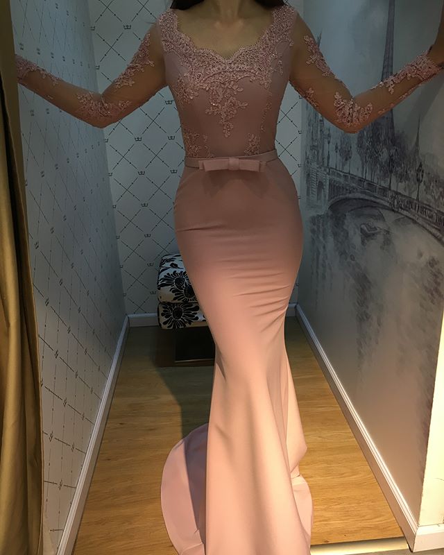 Scoop Long Sleeve Mermaid Evening Dresses Lace Appliques with Beaded Elegant Formal Dresses Bow Waist Open Back Evening Party Dresses, Red
Scoop Long Sleeve Mermaid Evening Dresses Lace Appliques with Beaded Elegant Formal Dresses Bow Waist Open Back Evening Party Dresses, Red