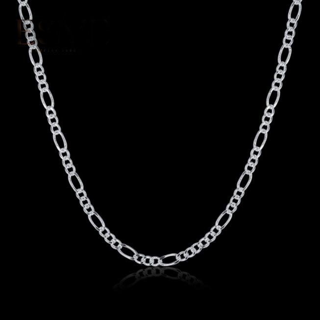 hot sales Fine 925 Sterling Silver Necklace 2MM 16-30" Classic Curb Chain Link Italy Man woman Necklace 15pcs/lot