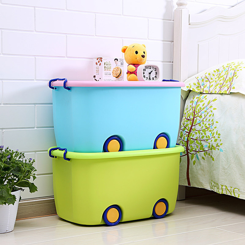 Extra Large Pulley Children's Toys Finishing Cartoon Plastic Convenient Turnover Storage Snacks Books Tool Storage Box